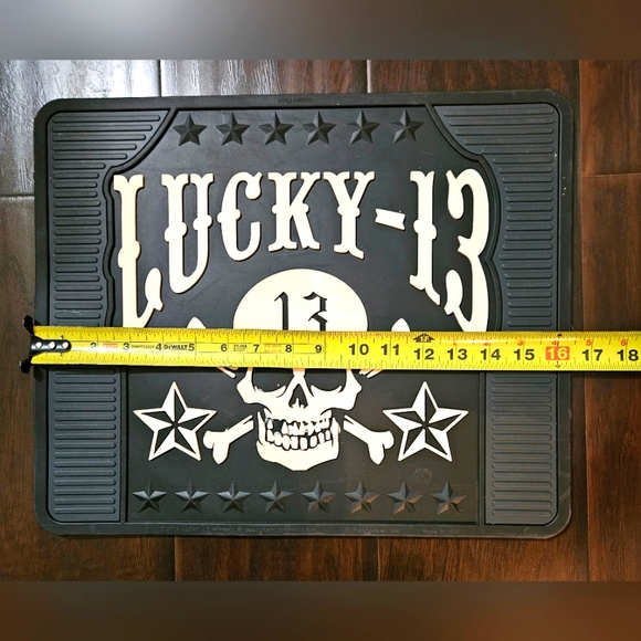 Vintage Lucky 13 Rubber Skull Utility Mat for entryway, car, garage - Picture 7 of 7